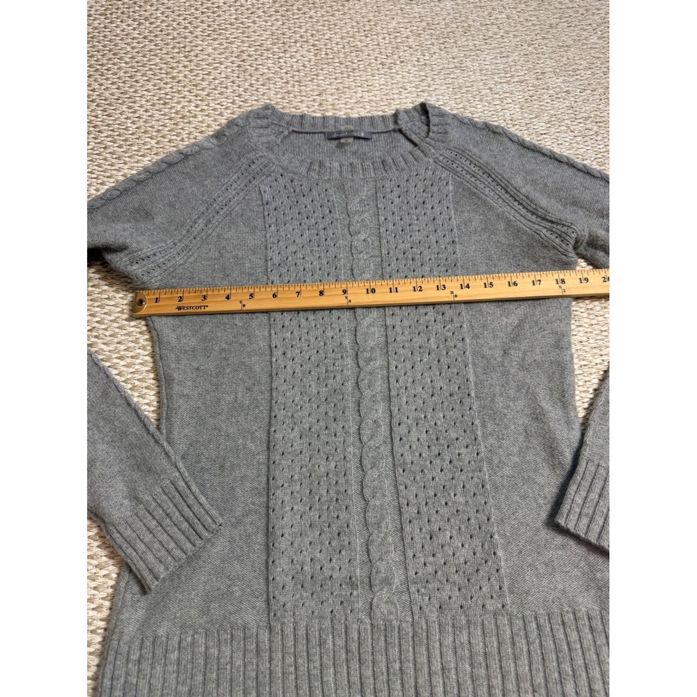 Smartwool Gray Merino Wool Cable Knit Pointelle Crew Neck Sweater Womens Medium - Picture 5 of 7